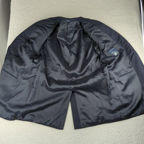 Hart Schaffner Marx Navy Blue Pinstripe Two Button Sport Coat Jacket Men's‎ 46L - Picture 7 of 10